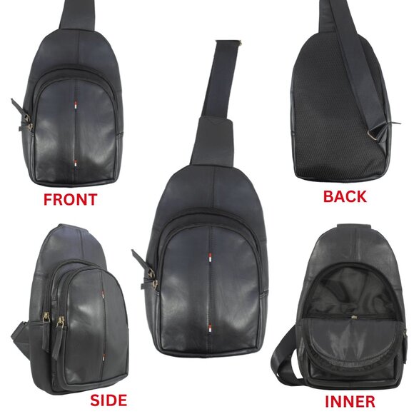 Travel Genuine Leather Crossbody Bag Backpack Sling Shoulder Bag - Picture 2 of 11